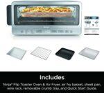 Ninja Flip Toaster Oven&Air Fryer, 8-in-1 Functionality, Flip Up&Away Capability for Storage Space, LargeCapacity, Air Fry Basket, SheetPan, Wire Rack&Removable Crumb Tray, Stainless,1800 watts, SP151