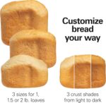 Hamilton Beach Automatic Bread Maker Machine, Digital, Programmable, 12 Settings + Gluten Free, PFAS-Free Nonstick Pan + Kneading Paddle, 2 lb Capacity, Black