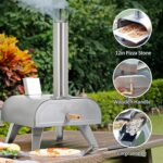 BIG HORN OUTDOORS 12" Woodfire Pizza Stone Oven, 887°F Outdoor Stainless Pizza Cooker, Portable for Party Usage, Sliver