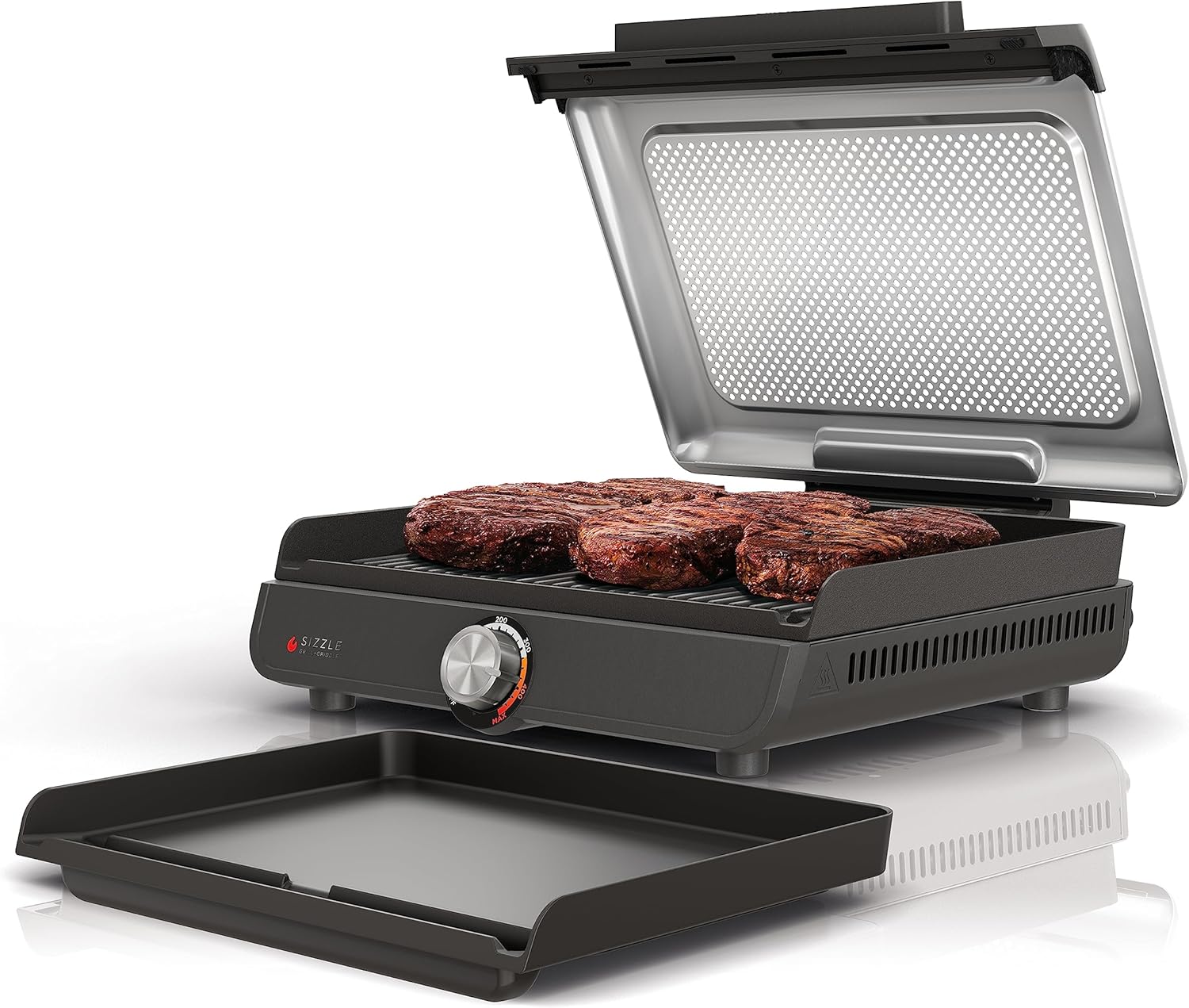 Ninja Griddle and Indoor Grill, 14’’, Electric Grill, For Steak, Burgers, Salmon, Veggies, and More, Pancake Griddle, Nonstick, Dishwasher Safe, 500F, Even Cooking, Silver, GR101 Ninja Griddle and Indoor Grill, 14’’, Electric Grill, For Steak, Burgers, Salmon, Veggies, and More, Pancake Griddle, Nonstick, Dishwasher Safe, 500F, Even Cooking, Silver, GR101