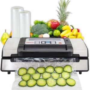 Nesco Deluxe Food VS-12 Vacuum Sealer, 130 Watts, Kit Bags & Viewing Lid, Compact, Silver