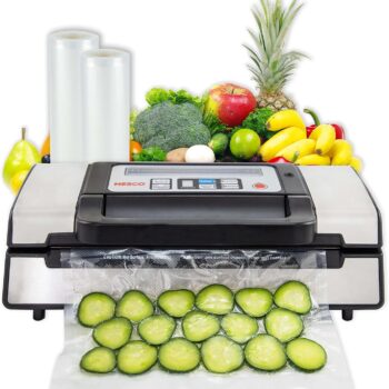 Nesco Deluxe Food VS-12 Vacuum Sealer, 130 Watts, Kit Bags & Viewing Lid, Compact, Silver