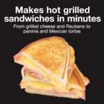 Proctor Silex Deluxe Hot Sandwich Maker With Easy-Clean Durable PFAS-Free Nonstick Ceramic Plates, Fits up to 2 Grilled Cheese, Ruebens, Tortas or Subs, Stainless Steel (25415MN)