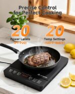 Portable Induction Cooktop 20 Temperature & Power Levels,1800W Single Burner Electric Cooktop with 6.8 inch Heating Coil,Low Noise Hot Plate with Timer