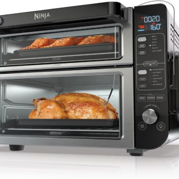 Ninja DCT451 12-in-1 Smart Double Oven with FlexDoor, Thermometer, FlavorSeal, Smart Finish, Rapid Top Convection and Air Fry Bottom , Stainless Steel