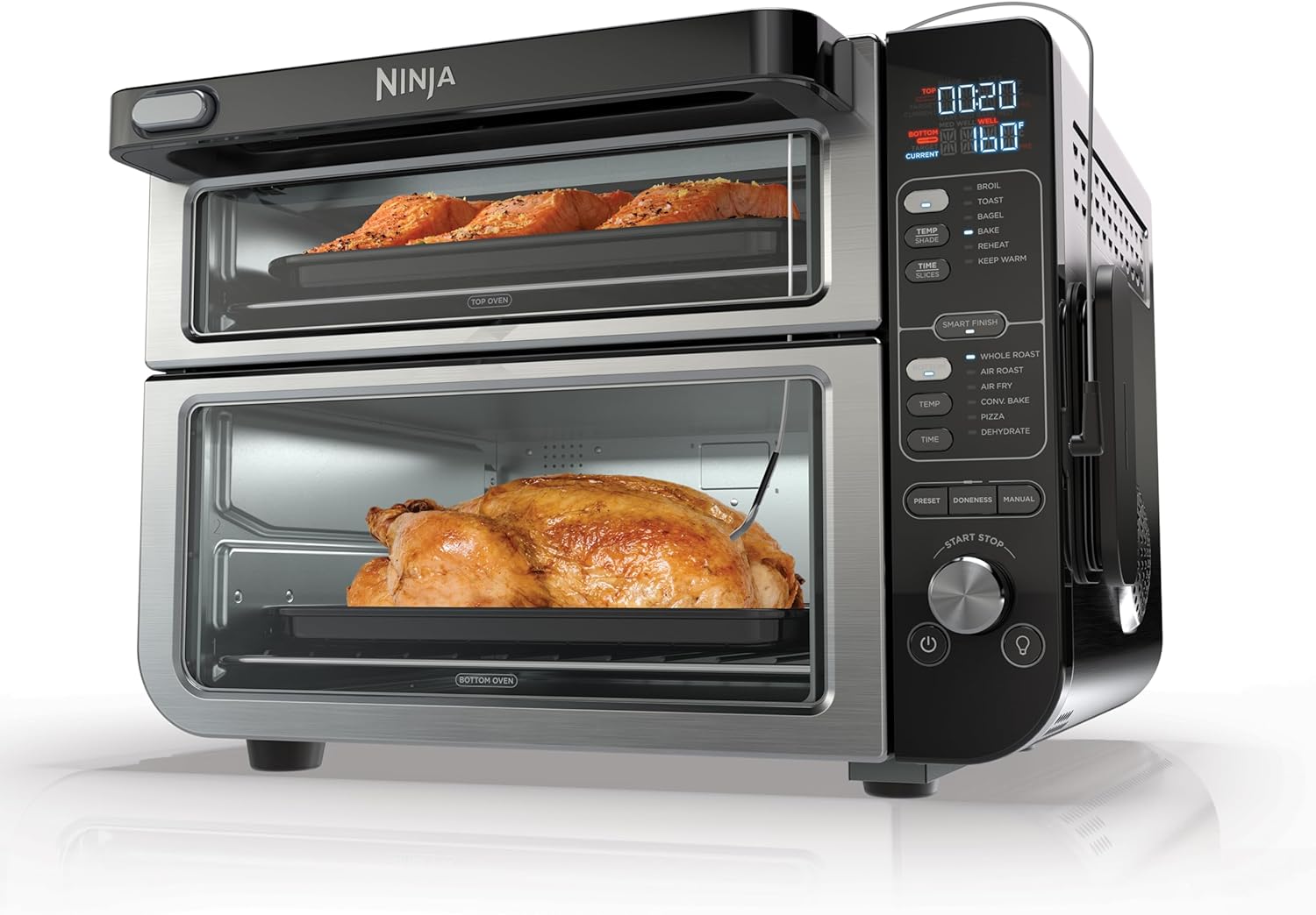 Ninja DCT451 12-in-1 Smart Double Oven with FlexDoor, Thermometer, FlavorSeal, Smart Finish, Rapid Top Convection and Air Fry Bottom , Stainless Steel Ninja DCT451 12-in-1 Smart Double Oven with FlexDoor, Thermometer, FlavorSeal, Smart Finish, Rapid Top Convection and Air Fry Bottom , Stainless Steel