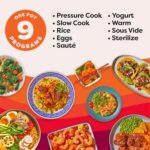 Instant Pot, 6-Quart Whisper Quiet 9-in-1 Electric Pressure Cooker, Slow Rice Steamer, Sauté, Yogurt Maker, Warmer & Sterilizer, Free App with 800+ Recipes, Stainless Steel