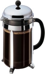 Bodum 51oz Chambord French Press Coffee Maker, High-Heat Borosilicate Glass, Polished Stainless Steel
