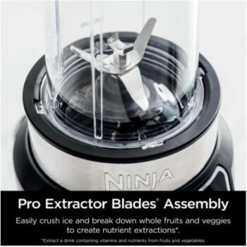 Ninja | Blender | Nutri Pro | Single Serve | For Smoothies, Salsa, Shakes and Frozen Drinks | Includes 2 Smoothie Cups & Lids | Crushes Ice, Fruit & Veggies |Silver | BN401