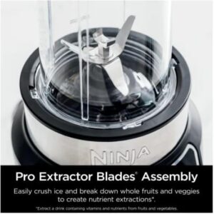 Ninja | Blender | Nutri Pro | Single Serve | For Smoothies, Salsa, Shakes and Frozen Drinks | Includes 2 Smoothie Cups & Lids | Crushes Ice, Fruit & Veggies |Silver | BN401