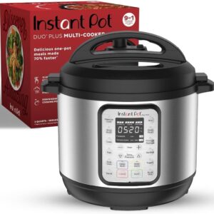 Instant Pot Duo Plus 9-in-1 Multicooker, Pressure Cooker, Slow Cook, Rice Maker, Steamer, Sauté, Yogurt, Warmer & Sterilizer, Includes App With Over 800 Recipes, Stainless Steel, 6 Quarts
