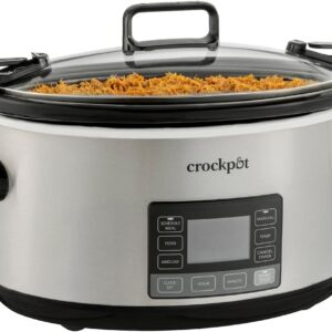 Crock-Pot 7-Quart Slow Cooker, Portable Programmable with Timer, Locking Lid, Stainless Steel; an Essential Kitchen Appliance, Perfect for Families and Gatherings