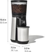 OXO Brew Conical Burr Coffee Grinder - Silver, Stainless Steel Burrs, One-Touch Automatic Smart Grind