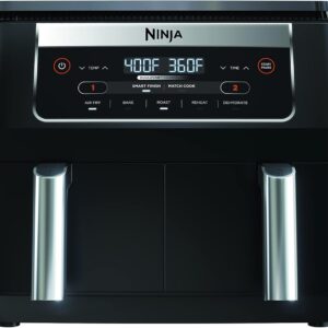 Ninja Foodi DZ090C 5-in-1, 6-qt. 2-Basket Air Fryer with DualZone Technology, Black