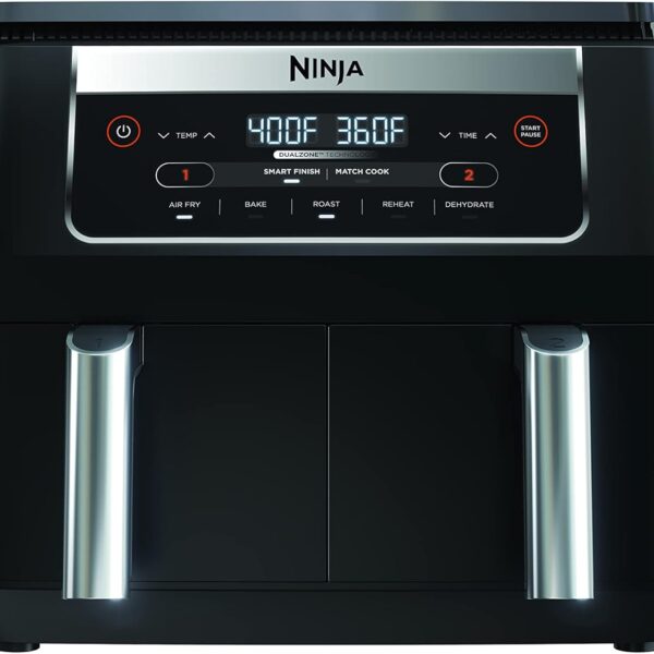 Ninja Foodi DZ090C 5-in-1, 6-qt. 2-Basket Air Fryer with DualZone Technology, Black