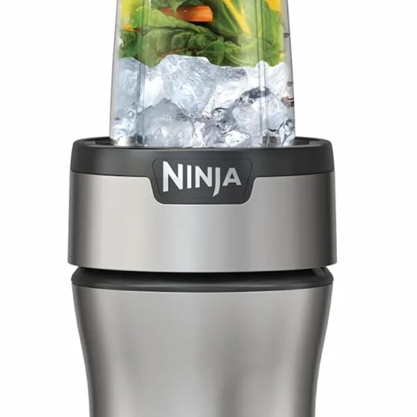 Ninja BN301 Nutri-Blender Plus Compact Personal Blender, 900-Peak-Watt Motor, Frozen Drinks, Smoothies, Sauces & More, (3) 20 oz. To-Go Cups, (2) Spout-Lids (1) Storage-Lid, Dishwasher Safe, Silver