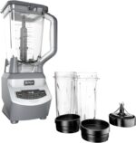 Ninja BL660 Professional Compact Smoothie & Food Processing Blender, 1100-Watts, 3 Functions -for Frozen Drinks, Smoothies, Sauces, & More, 72-oz.* Pitcher, (2) 16-oz. To-Go Cups & Spout Lids, Gray