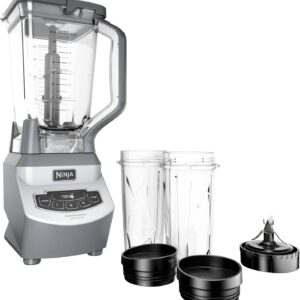 Ninja BL660 Professional Compact Smoothie & Food Processing Blender, 1100-Watts, 3 Functions -for Frozen Drinks, Smoothies, Sauces, & More, 72-oz.* Pitcher, (2) 16-oz. To-Go Cups & Spout Lids, Gray