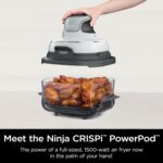 Ninja Crispi 3-in-1 Portable Cooking System-1500W Compact Air Fryer, 4 QT Borosilicate Glass, Lid, Crisper Plate, Oil-Free Frying, Easy Storage, Cook, Serve & Store -White