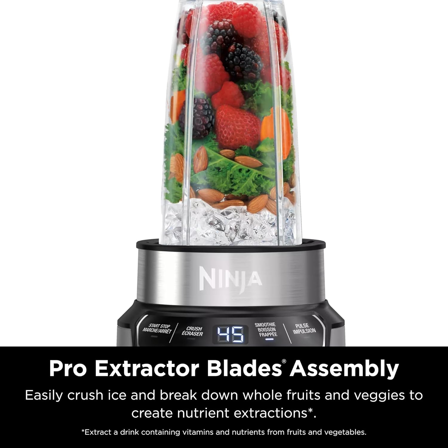 Ninja | Blender | Nutri Pro | Single Serve | For Smoothies, Salsa, Shakes and Frozen Drinks | Includes 2 Smoothie Cups & Lids | Crushes Ice, Fruit & Veggies |Silver | BN401 Ninja | Blender | Nutri Pro | Single Serve | For Smoothies, Salsa, Shakes and Frozen Drinks | Includes 2 Smoothie Cups & Lids | Crushes Ice, Fruit & Veggies |Silver | BN401