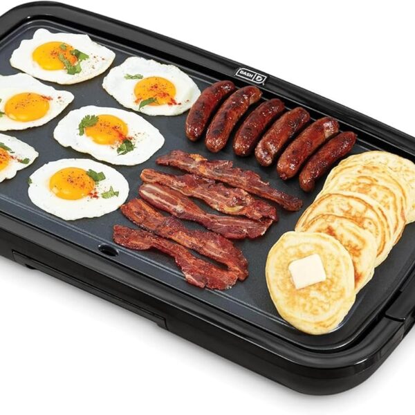 DASH Deluxe Everyday Electric Griddle with Dishwasher Safe Removable Nonstick Cooking Plate for Pancakes, Burgers, Eggs and more, Includes Drip Tray + Recipe Book, 20” x 10.5”, 1500-Watt - Black