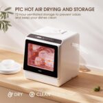 NOVETE Portable Countertop Dishwashers, Compact Dishwashers with 5L Built-in Water Tank & Inlet Hose, 5 Washing Programs, Baby Care, Air-Dry Function and LED Light for Small Apartments