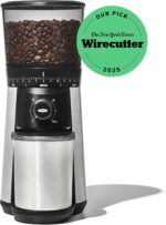OXO Brew Conical Burr Coffee Grinder - Silver, Stainless Steel Burrs, One-Touch Automatic Smart Grind