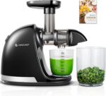Cold Press Juicer Machines, AMZCHEF Slow Masticating Juicer with Reverse Function, High Juice Yield, Easy Clean with Brush, Recipes for High Nutrient Fruits and Vegetables, Black