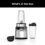 Ninja | Blender | Nutri Pro | Single Serve | For Smoothies, Salsa, Shakes and Frozen Drinks | Includes 2 Smoothie Cups & Lids | Crushes Ice, Fruit & Veggies |Silver | BN401