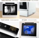 HAVA Countertop Dishwasher, 8 Wash Programs NEW Upgraded Model Portable Dishwasher with Child Lock & Delayed Start Function, 5L Water Tank for Apartments, Dorms, and RVs - No Hookup Needed