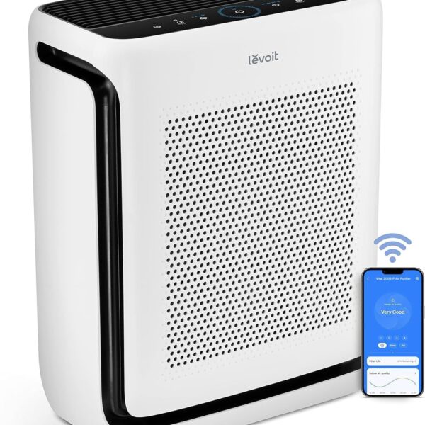 LEVOIT Air Purifiers for Home Large Room Up to 1875 Ft² with Washable Pre-Filter, AHAM VERIFIDE, Air Quality Monitor, HEPA Sleep Mode for Allergies, Pet Hair in Bedroom, Vital 200S-P, White