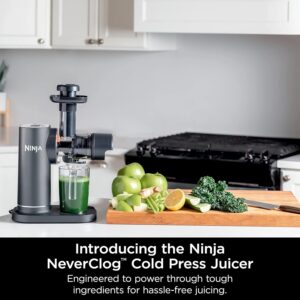 Ninja NeverClog Cold Press Juicer, Powerful Slow Juicer with Total Pulp Control, Countertop, Electric, 2 Pulp Functions, Dishwasher Safe, 2nd Generation, Charcoal, JC151