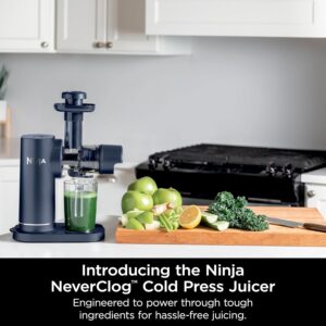 Ninja NeverClog Cold Press Juicer, Powerful Slow Juicer with Total Pulp Control, Countertop, Electric, 2 Pulp Functions, Dishwasher Safe, 2nd Generation, Blue/Navy, JC151NV