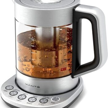 Vianté Electric Kettle With Infuser For Loose Leaf. Hot Tea Maker With Temperature Control And Automatic Shut Off. Tea Kettle With Brewing Programs. 1.5 Liters Capacity