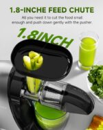 AMZCHEF Cold Press Masticating Juicer Machine - 90% Yield Reverse System, Quiet Motor for Home & Breakfast, 3-Step Clean with Brush, Includes 50+ Juice Recipes, Light Grey