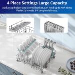 AIRMSEN Portable Countertop Dishwashers, 5 Washing Programs Mini Dishwashers with 5 L Built-in Water Tank and Double-layered Glass Door, No Hookup Needed for Home, Apartments & RVs