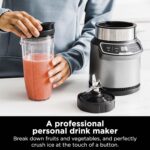 Ninja | Blender | Nutri Pro | Single Serve | For Smoothies, Salsa, Shakes and Frozen Drinks | Includes 2 Smoothie Cups & Lids | Crushes Ice, Fruit & Veggies |Silver | BN401