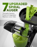 AMZCHEF Cold Press Masticating Juicer Machine - 90% Yield Reverse System, Quiet Motor for Home & Breakfast, 3-Step Clean with Brush, Includes 50+ Juice Recipes, Light Grey