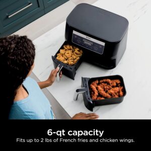 Ninja Foodi DZ090C 5-in-1, 6-qt. 2-Basket Air Fryer with DualZone Technology, Black
