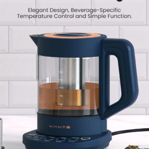 Vianté Electric Kettle With Infuser For Loose Leaf Tea. Hot Tea Maker With Temperature Control And Automatic Shut Off. Kettle With Brewing Programs. 1.5 Liters Capacity | Midnight Blue Color
