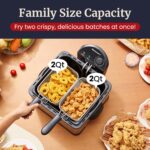 Elite Gourmet EDF434 Electric Deep Fryer 4.5 Quart Oil Capacity with Temperature Knob, 2 Baskets, Powerful 1700 Watts, Lid with Anti-Odor Filter & Viewing Window, Stainless Steel